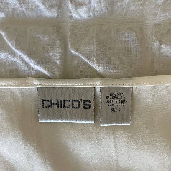 Chico's Silk Cream Fitted Sleeveless Tank Top - Picture 3 of 6